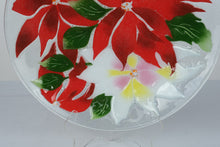 Load image into Gallery viewer, Fusion Art Glass Poinsettia Christmas Platter 14 Inch Inkognito McGrath Holiday Plate
