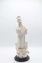 Load image into Gallery viewer, Chinese Blanc De Chine Porcelain Immortal Scholar Figurine 15 Inch Wood Base
