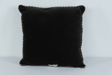 Load image into Gallery viewer, Raymond Waites 16&quot; Embroidered Velvet Throw Pillow – Luxe Black Velvet with Metallic Threadwork
