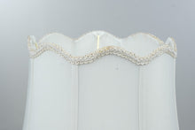 Load image into Gallery viewer, Vintage Ivory Scalloped Bell Lamp Shade Braided Trim 16 Inch
