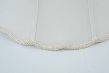 Load image into Gallery viewer, Vintage Ivory Scalloped Bell Lamp Shade Braided Trim 16 Inch
