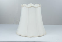 Load image into Gallery viewer, Vintage Ivory Scalloped Bell Lamp Shade Braided Trim 16 Inch
