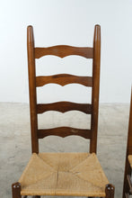 Load image into Gallery viewer, Pair of Vintage Wood Ladder Back Dining Chairs with Woven Rush Seats
