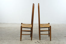 Load image into Gallery viewer, Pair of Vintage Wood Ladder Back Dining Chairs with Woven Rush Seats
