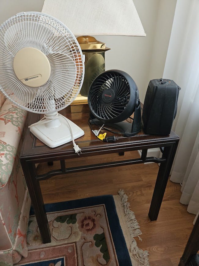 Oriental Style Side Table with Glass Top