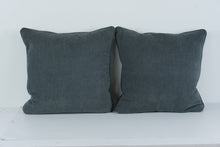 Load image into Gallery viewer, Set of 2 Modern 18" Feather-Down Throw Pillows – Blue-Gray Woven Fabric
