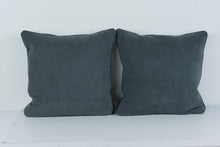 Load image into Gallery viewer, Set of 2 Modern 18" Feather-Down Throw Pillows – Blue-Gray Woven Fabric
