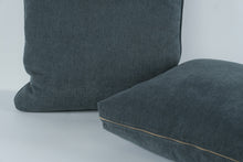 Load image into Gallery viewer, Set of 2 Modern 18" Feather-Down Throw Pillows – Blue-Gray Woven Fabric
