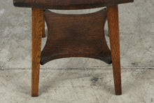 Load image into Gallery viewer, Antique Mission Oak Stool or Plant Stand with Lower Shelf
