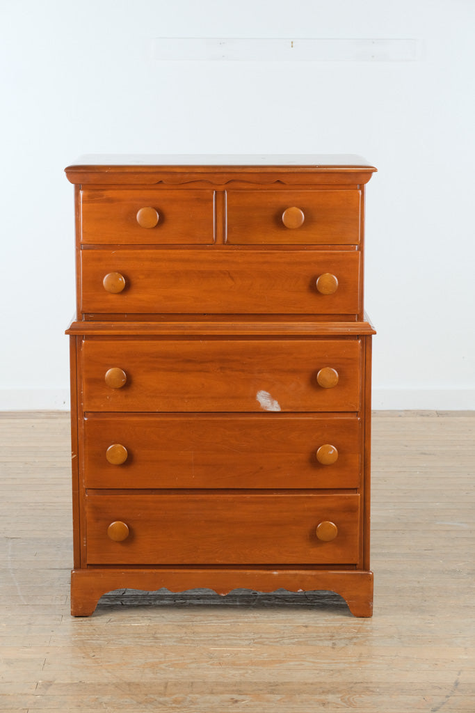 1950s Solid Wood Chest-on-Chest Dresser