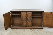 Load image into Gallery viewer, Vintage Spanish Revival Carved Wood Buffet with Six-Panel Doors
