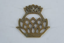 Load image into Gallery viewer, Vintage Brass Pineapple Trivet | Mid-Century Brass Hot Plate | Hospitality Symbol | ©1976 | 6” x 7”
