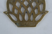 Load image into Gallery viewer, Vintage Brass Pineapple Trivet | Mid-Century Brass Hot Plate | Hospitality Symbol | ©1976 | 6” x 7”
