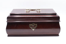 Load image into Gallery viewer, Vintage Wooden Jewelry Box Red Velvet Lined 12.5 Inch Korea 1988
