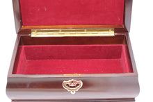 Load image into Gallery viewer, Vintage Wooden Jewelry Box Red Velvet Lined 12.5 Inch Korea 1988
