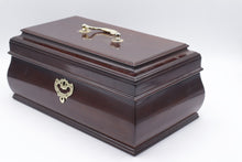 Load image into Gallery viewer, Vintage Wooden Jewelry Box Red Velvet Lined 12.5 Inch Korea 1988
