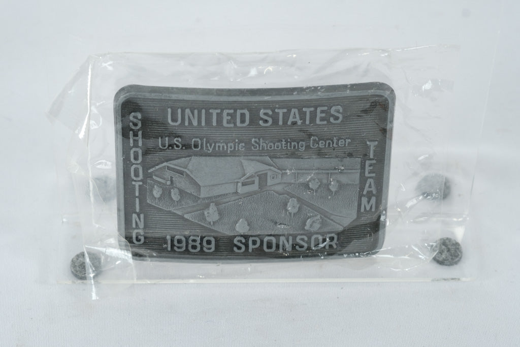 1989 U.S. Olympic Shooting Team Sponsor Belt Buckle – U.S. Olympic Shooting Center Commemorative (New in Bag)