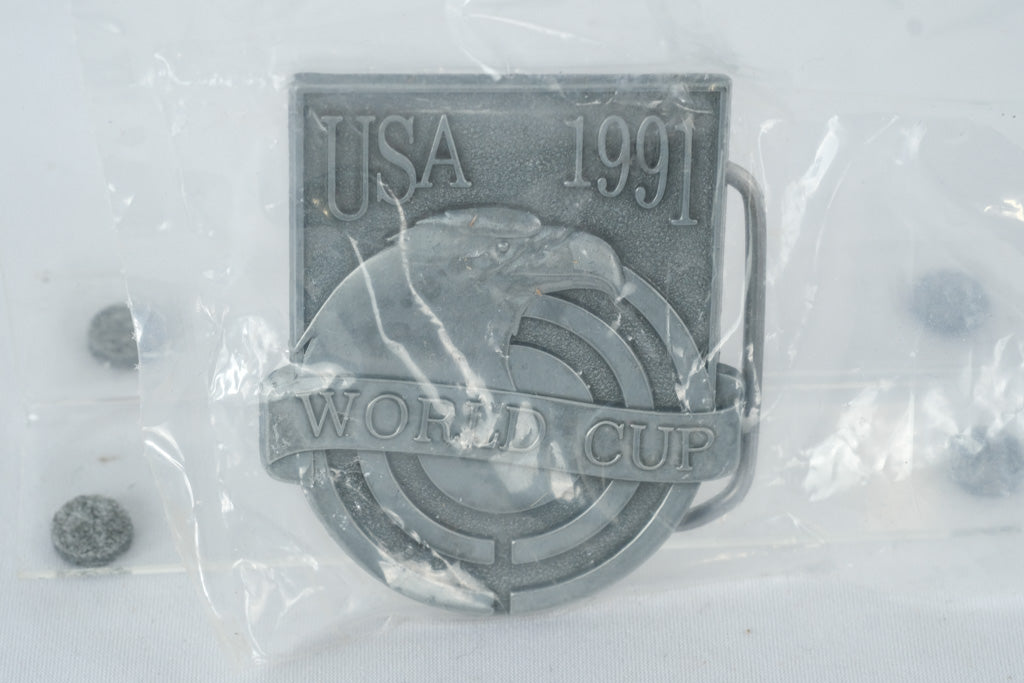 1991 USA World Cup Commemorative Belt Buckle – Pewter Finish with Eagle Design (New in Package)