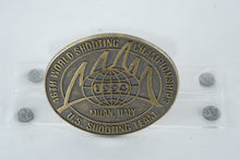 Load image into Gallery viewer, 1994 U.S. Shooting Team Belt Buckle – 46th World Shooting Championships Milan, Italy Commemorative
