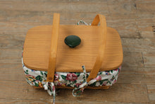 Load image into Gallery viewer, Longaberger 1996 Floral Basket Set – 12" Gathering/Serving Basket w/ Lid, Divider Protector &amp; Floral Liner
