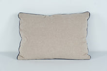 Load image into Gallery viewer, 19" x 12" Decorative Lumbar Pillow – Neutral Tan &amp; Navy, Clean, Polyfilled
