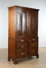 Load image into Gallery viewer, 19th Century English Mahogany Linen Press Armoire with Flame Veneer Panels

