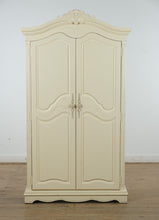 Load image into Gallery viewer, Elegant Cream Armoire by Muniré – French-Inspired Storage with Hanging Rod and Drawers
