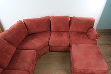 Load image into Gallery viewer, Bauhaus Microfiber Sectional Sofa Rust Red Modular Sofa with Ottoman
