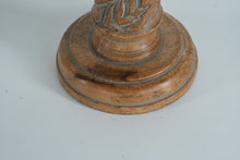 Load image into Gallery viewer, Pier 1 Imports Hand-Carved Wood Pillar Candle Holder – Short Rustic Boho Accent (Single, 8”)
