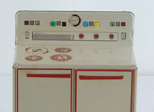 Load image into Gallery viewer, Vintage 1950s Wolverine Tin Toy Oven #1 – Red &amp; White Metal Play Stove with Opening Door
