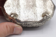 Load image into Gallery viewer, Vintage Japan Silver Tone Repousse Trinket Box Red Lined Figural Lid
