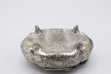 Load image into Gallery viewer, Vintage Japan Silver Tone Repousse Trinket Box Red Lined Figural Lid
