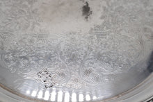 Load image into Gallery viewer, Wm Rogers Silver Plate Round Platter #171 – Etched Floral Design with Rope Edge
