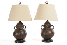 Load image into Gallery viewer, Pair of Aged Copper Lamps
