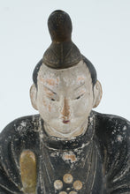 Load image into Gallery viewer, Antique Japanese Tenjin Figure – Polychrome Wood Scholar Deity, Edo to Early Meiji Period (11.5” Tall)
