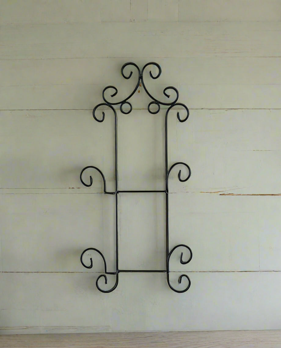 2-Tier Black Metal Plate Display Rack – Wall Mount