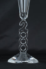 Load image into Gallery viewer, Crystal Champagne Flutes Set of 2 Year 2000 Millennium Toast Glasses Open Ring Stem
