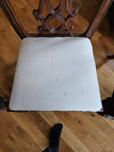 Load image into Gallery viewer, Set of 6 Ornately Carved Wood Dining Chairs with Upholstered Seats
