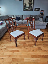 Load image into Gallery viewer, Set of 6 Ornately Carved Wood Dining Chairs with Upholstered Seats
