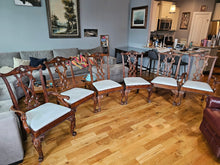 Load image into Gallery viewer, Set of 6 Ornately Carved Wood Dining Chairs with Upholstered Seats
