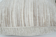 Load image into Gallery viewer, Harbor Taupe Feather Down Pillow Pair – 20&quot; Square Neutral Striped Decorative Cushions
