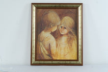 Load image into Gallery viewer, Vintage Margaret Keane A Little Kiss Framed Art Print Big Eyes Children 20 x 24
