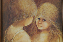 Load image into Gallery viewer, Vintage Margaret Keane A Little Kiss Framed Art Print Big Eyes Children 20 x 24
