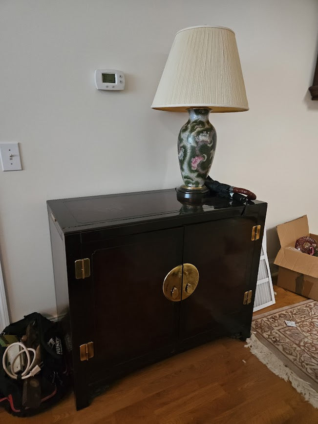 Hickory White Chinoiserie-Style Serving Cabinet