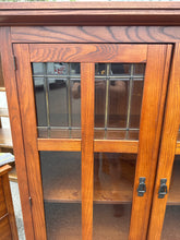 Load image into Gallery viewer, Mission-Style Oak Glass Door Bookcase
