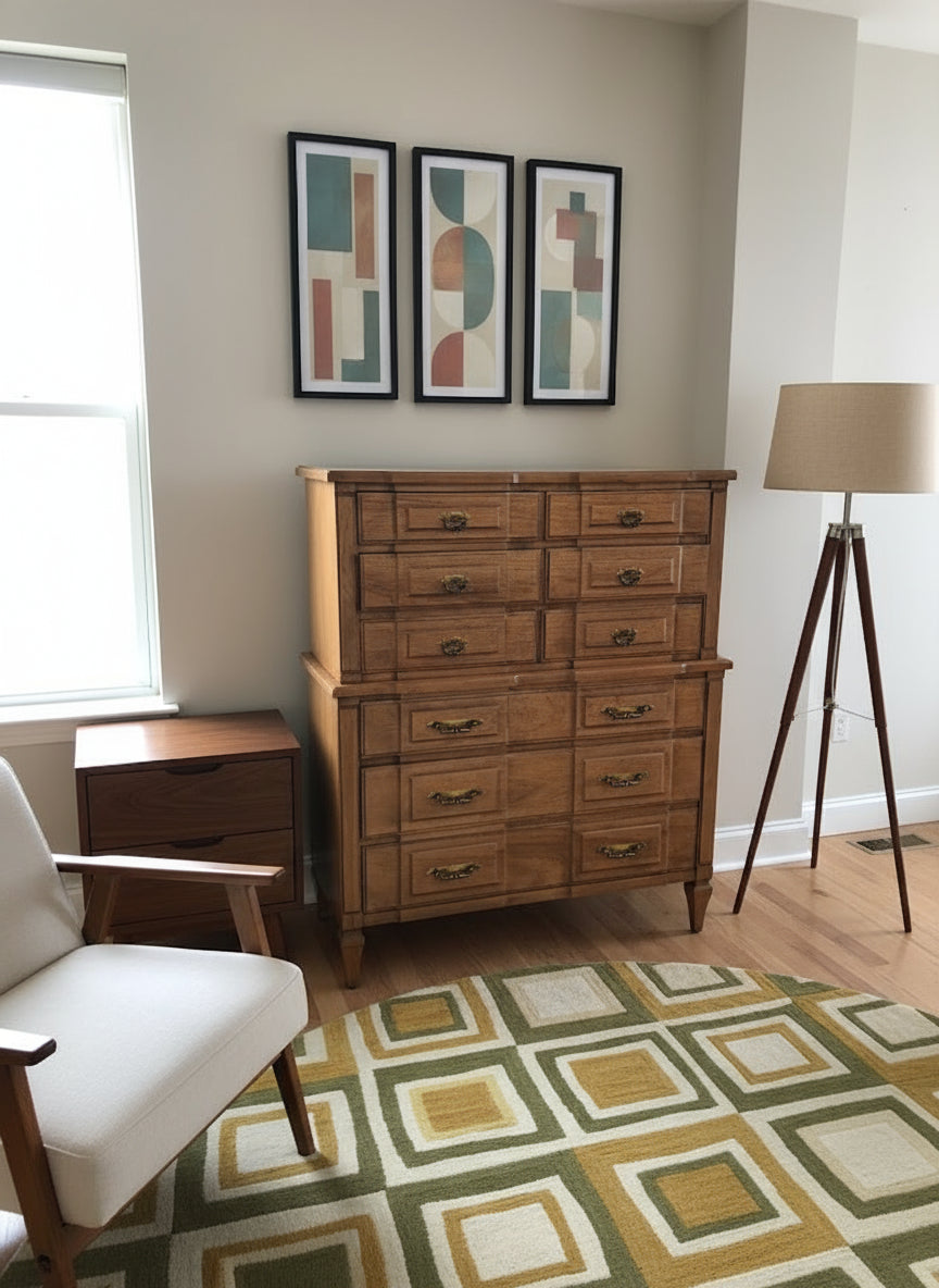 Mid-Century Kent Coffey Milano 6-Drawer Chest – Solid Wood Construction
