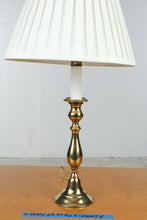 Load image into Gallery viewer, Gold Tone Candlestick Buffet Table Lamp Pleated Shade 27 Inch
