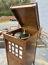 Load image into Gallery viewer, Antique Edison Disc Phonograph in Quarter-Sawn Tiger Oak Cabinet
