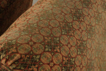 Load image into Gallery viewer, Pair of Traditional Upholstered Club Chairs with Patterned Fabric and Turned Wood Legs
