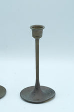 Load image into Gallery viewer, Vintage Mid Century Brass Candlestick Holders Pair Graduated Modernist
